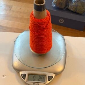 Orange mercerized cotton yarn 2.9 ounces